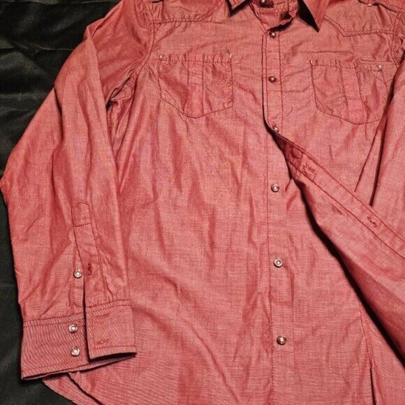 I JEANS By BUFFALO Long Sleeve Dress Shirt - Shimmering Red - Size L - Picture 3 of 10